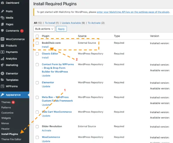 How to update WordPress Plugin BookChoix core