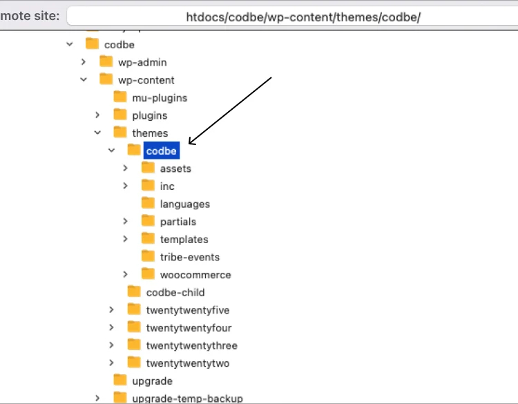 Update CodBe WordPress theme via FTP