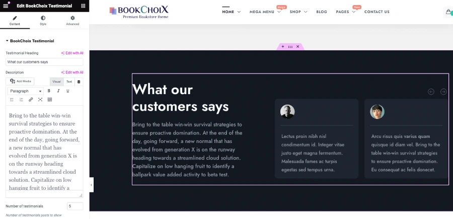 BookChoix Testimonials Widget