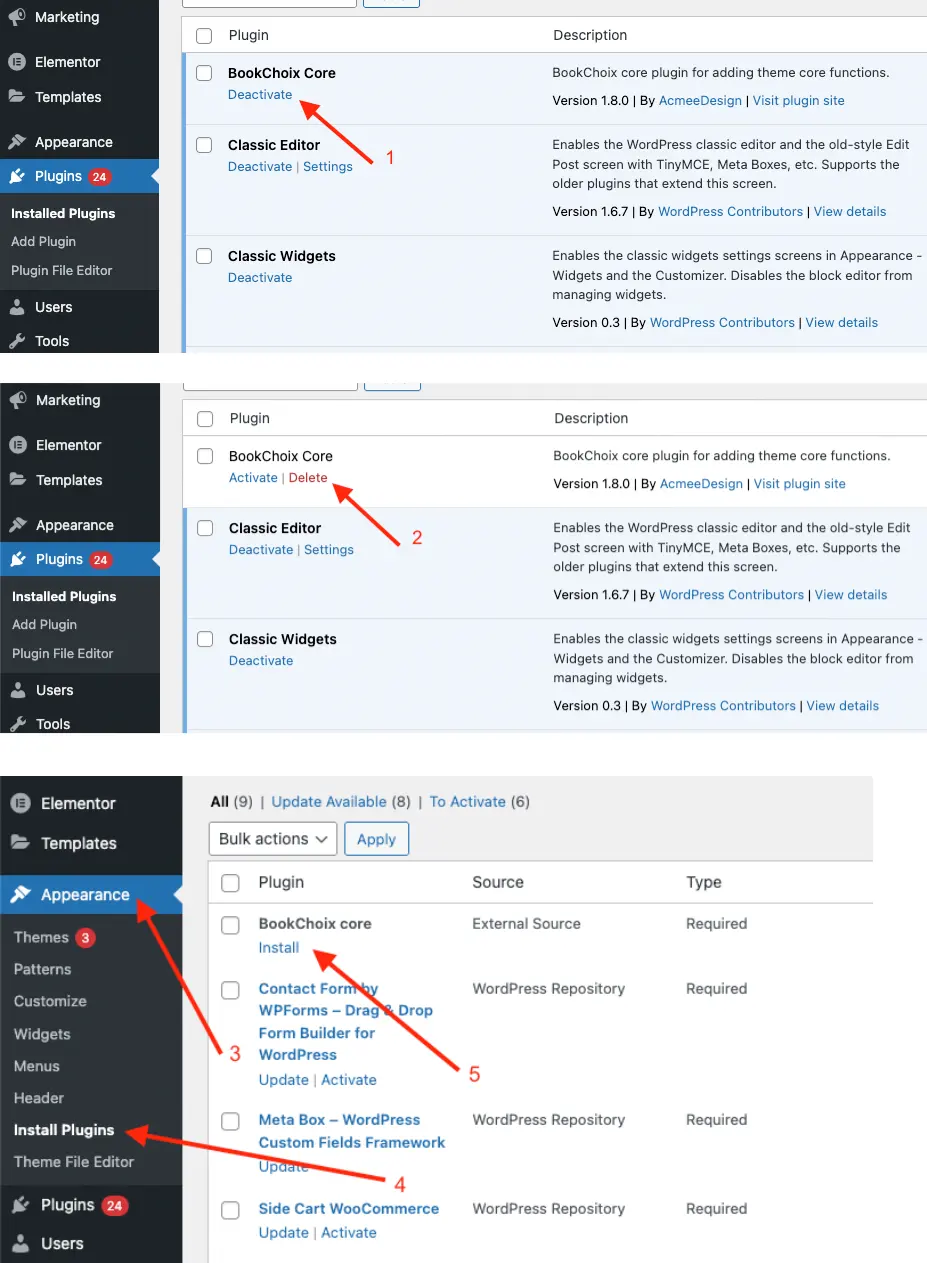 How to update BookChoix core plugin