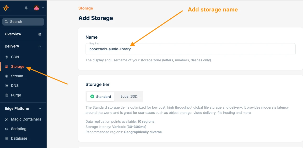 Add Bunny.net storage zone